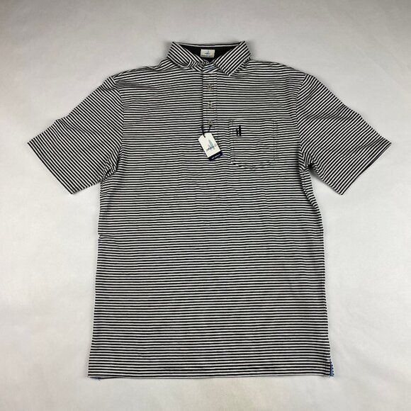 NWT Johnnie-O Hanging Out Polo Men's Size Small Gray White Striped - Picture 1 of 10